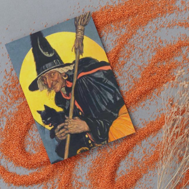 Vintage Witch with black cat Card (Creator Uploaded)
