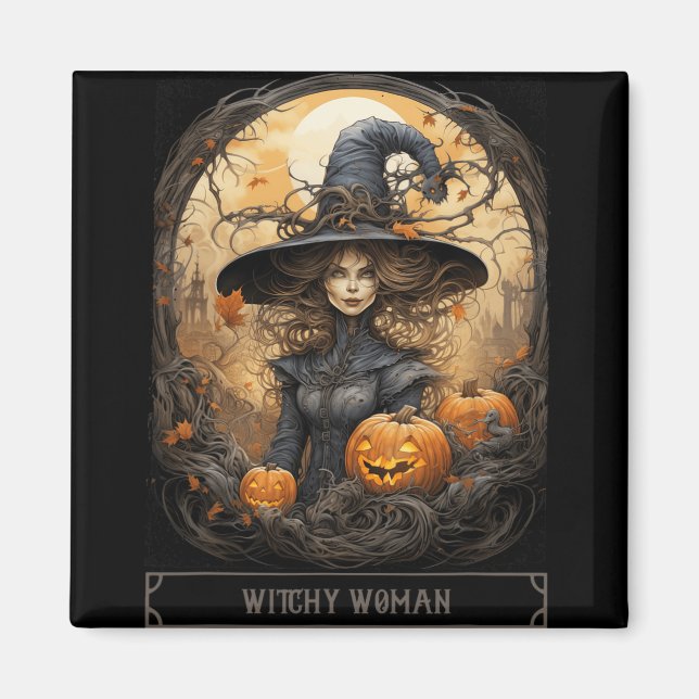 Vintage Witchcraft Wiccan Gothic Witchy Halloween  Magnet (Front)
