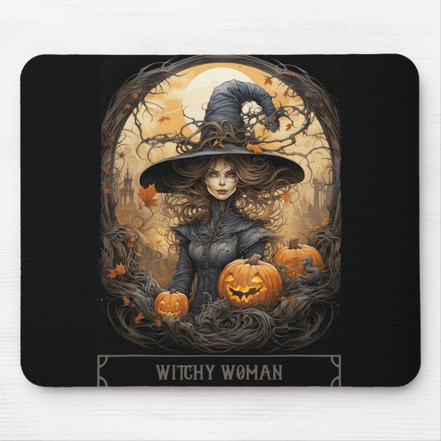 Vintage Witchcraft Wiccan Gothic Witchy Halloween  Mouse Mat (Front)
