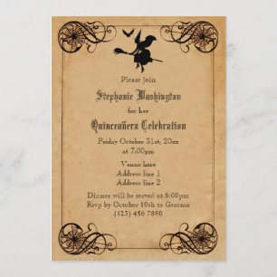 Vintage Witches Ball Quinceañera Double Sided Invitation