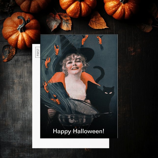 Vintage Witches Brew Lobsters Cat Large Postcard (Vintage Witches Brew Lobsters Cat Large Postcard)