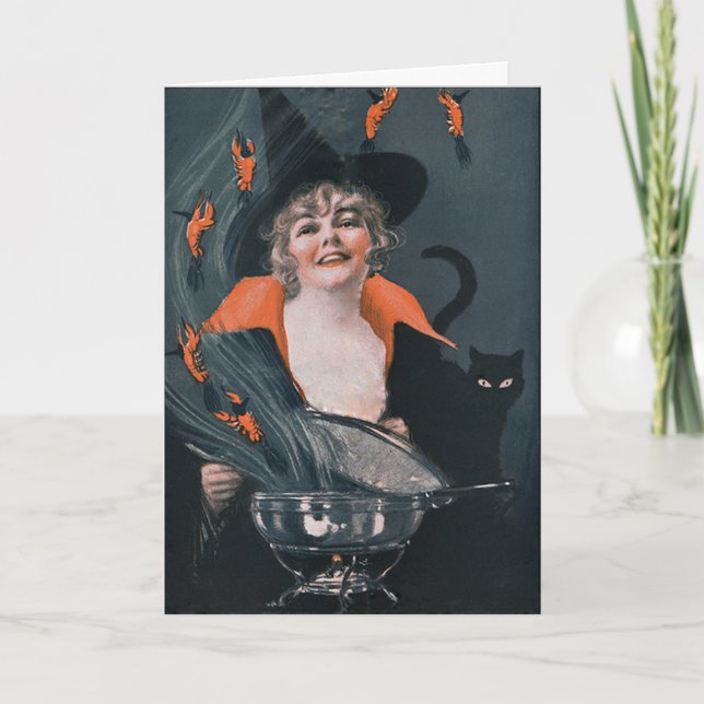 Vintage Witches Brew with Lobsters Card (Front)