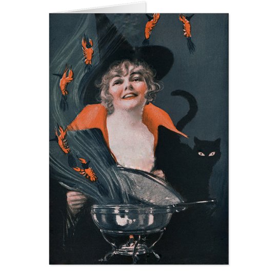 Vintage Witches Brew with Lobsters Card