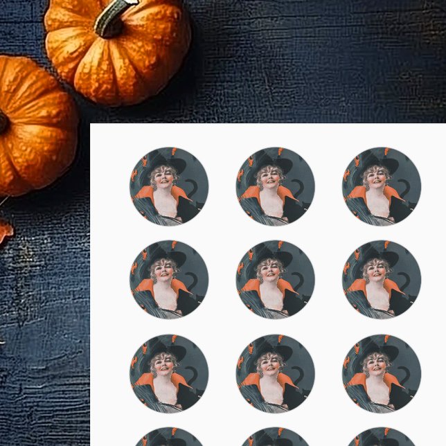 Vintage Witches Brew with Lobsters Classic Round Sticker (Vintage Witches Brew with Lobsters Classic Round Sticker)
