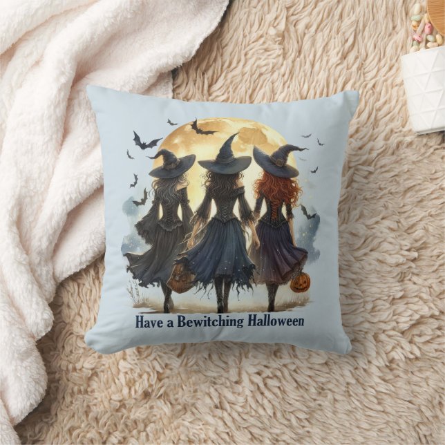 Vintage Witches have a Bewitching Halloween Cushion (Blanket)