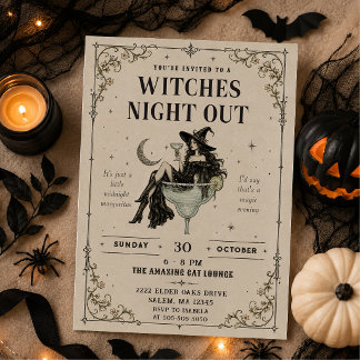 Vintage Witches Night Out Halloween Party Invitation