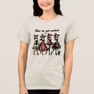 Vintage Witches Time to Get Wicked Halloween Tri-Blend Shirt