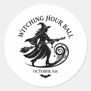 Vintage Witching Hour Ball Halloween Classic Round Sticker