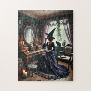 Vintage Witchy Enchanting Gothic Makeup Time  Jigsaw Puzzle