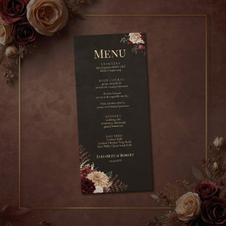 Vintage Witchy Floral Wedding Menu Card