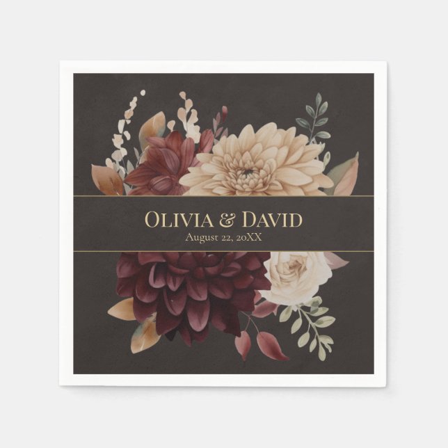 Vintage Witchy Floral Wedding Napkin (Front)