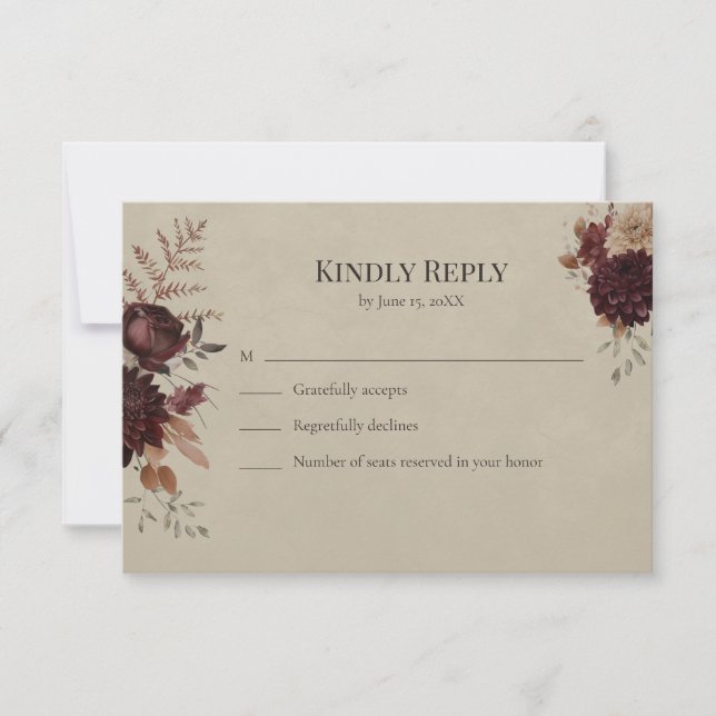 Vintage Witchy Floral Wedding RSVP Card (Front)