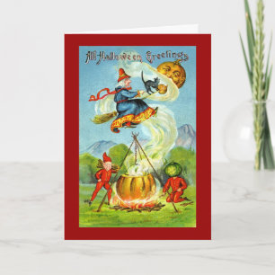 Vintage Witchy Halloween Greetings Card