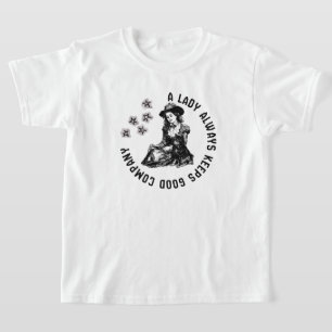Vintage Witchy Lady and Dog Illustration T-Shirt