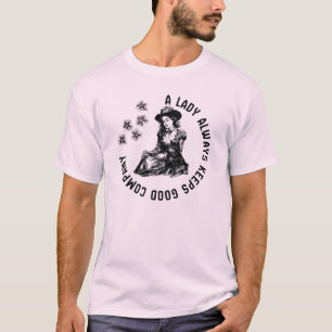 Vintage Witchy Lady and Dog Illustration  T-Shirt