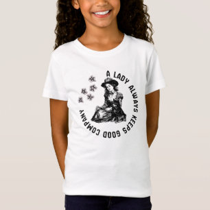 Vintage Witchy Lady and Dog Illustration T-Shirt