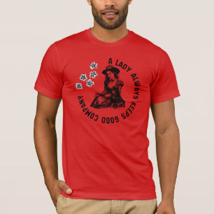 Vintage Witchy Lady and Dog Illustration T-Shirt