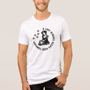 Vintage Witchy Lady and Dog Illustration Tri-Blend Shirt