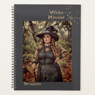 Vintage Witchy Mischief Quote Fun Journal Grey Planner