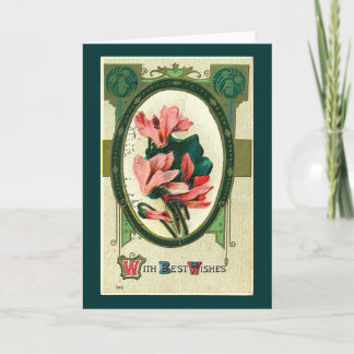 Vintage With Best Wishes Greeting Card