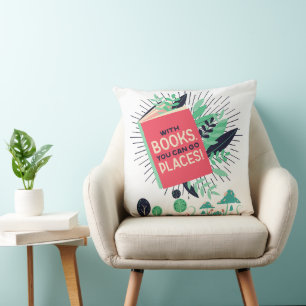 Vintage With Books you can go places . Cushion