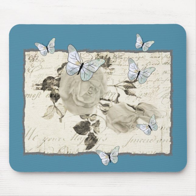 Vintage with butterflies mouse mat (Front)