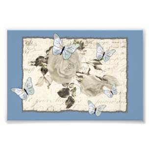 Vintage with butterflies photo print