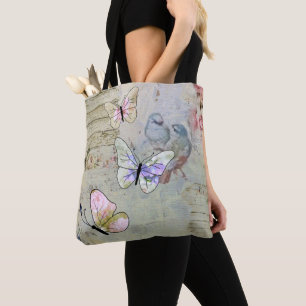 Vintage with butterflies tote bag
