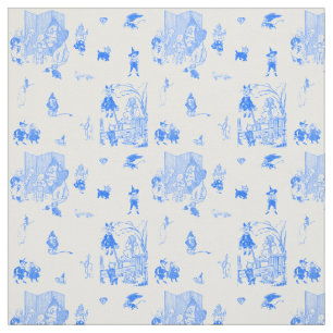 Vintage Wizard of Oz Blue Toile de Jouy Fabric