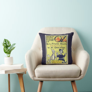 Vintage Wizard of Oz Book Cover Art, Title Page Cushion