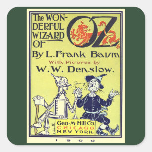 Vintage Wizard of Oz Book Cover Art, Title Page Square Sticker