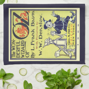 Vintage Wizard of Oz Book Cover Art, Title Page Tea Towel