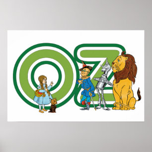 Vintage Wizard of Oz Characters and Text Letters Poster