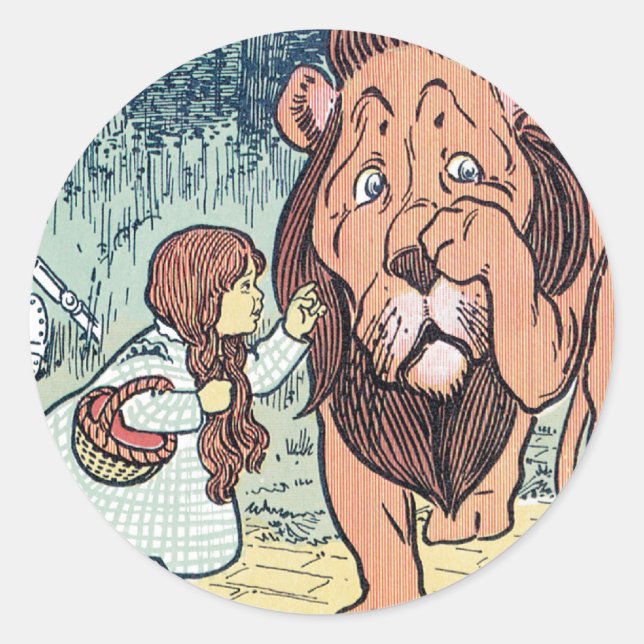 Vintage Wizard of Oz Characters, Yellow Brick Road Classic Round Sticker (Front)