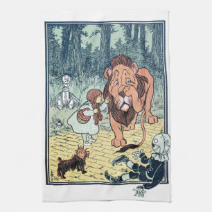 Vintage Wizard of Oz Characters, Yellow Brick Road Tea Towel