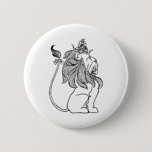 Vintage Wizard of Oz, Cowardly Lion with Crown 6 Cm Round Badge