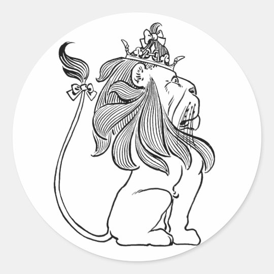 Vintage Wizard Of Oz Cowardly Lion With Crown Classic Round Sticker Zazzle Co Uk