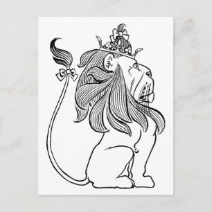 Vintage Wizard of Oz, Cowardly Lion with Crown Postcard