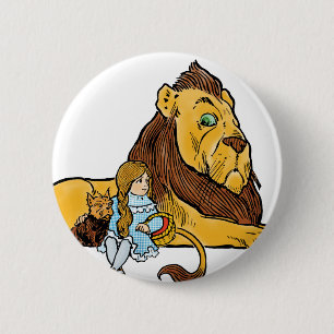 Vintage Wizard of Oz, Dorothy and Toto with Lion 6 Cm Round Badge