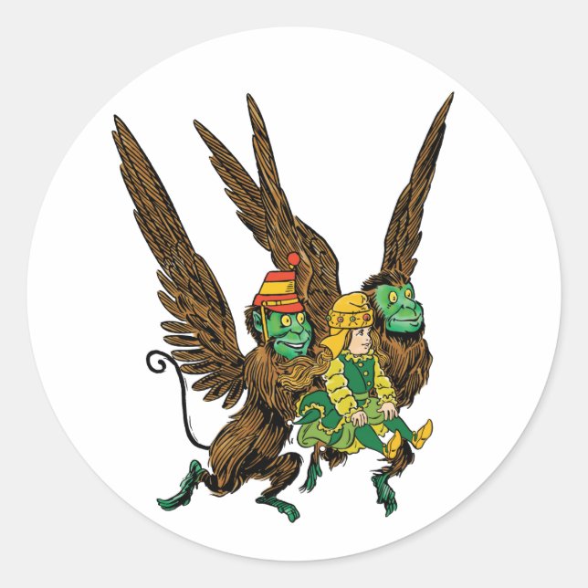 Vintage Wizard of Oz, Dorothy, Evil Flying Monkeys Classic Round Sticker (Front)
