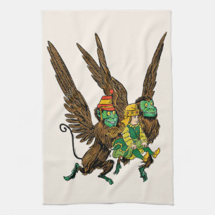 Vintage Wizard of Oz, Dorothy, Evil Flying Monkeys Tea Towel