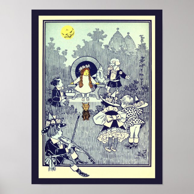 Vintage Wizard of Oz, Dorothy Meets the Munchkins Poster (Front)