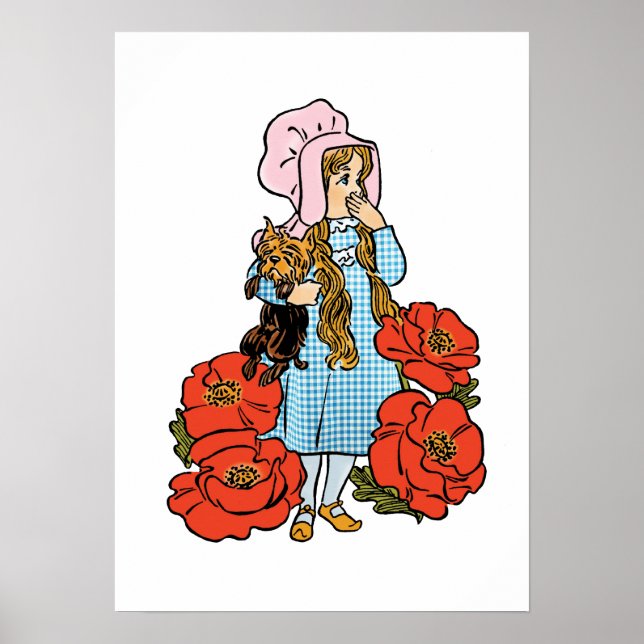 Vintage Wizard of Oz, Dorothy, Red Poppy Flowers Poster (Front)