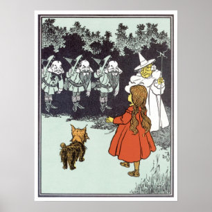 Vintage Wizard of Oz Dorothy Toto Glinda Munchkins Poster