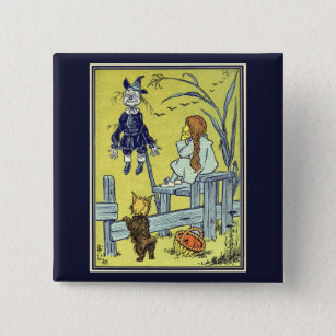 Vintage Wizard of Oz, Dorothy Toto Meet Scarecrow 15 Cm Square Badge