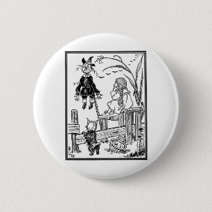 Vintage Wizard of Oz, Dorothy Toto Meet Scarecrow 6 Cm Round Badge
