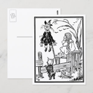 Vintage Wizard of Oz, Dorothy Toto Meet Scarecrow Postcard