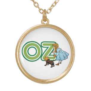 Vintage Wizard of Oz Dorothy Toto with BIG Letters Gold Plated Necklace