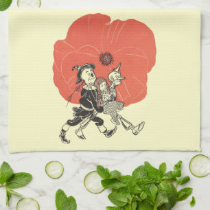 Vintage Wizard of Oz, Dorothy with Poppy Flowers Tea Towel