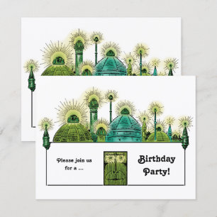 Vintage Wizard of Oz, Emerald City Birthday Party Invitation